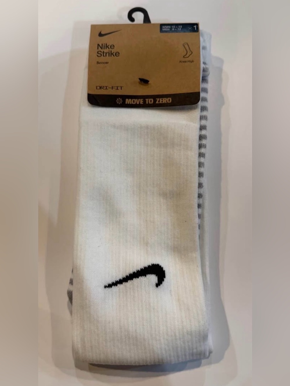Nike White Athletic Knee-High Socks with Black Swoosh